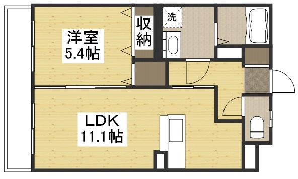 ディアコート清音(1LDK/2階)の間取り写真