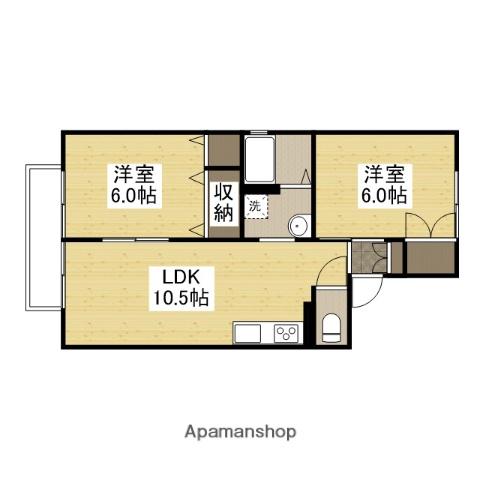 シャンポール日吉 B(2LDK/1階)の間取り写真
