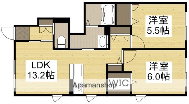 テラスコート船穂C(2LDK/1階)の間取り写真