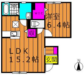 エルメゾン浦田A棟(1LDK/1階)の間取り写真