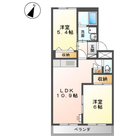 プチフルール(2LDK/2階)の間取り写真