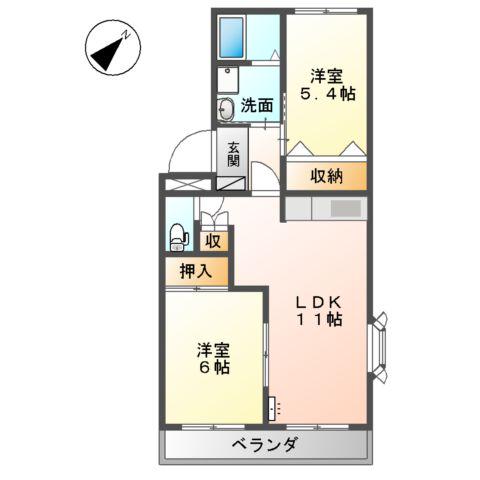プチフルール(2LDK/2階)の間取り写真