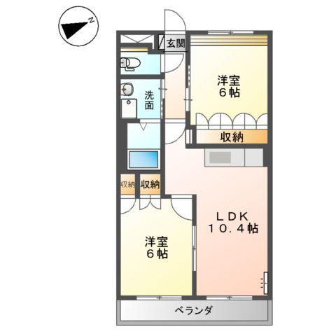 ルノアール(2LDK/2階)の間取り写真