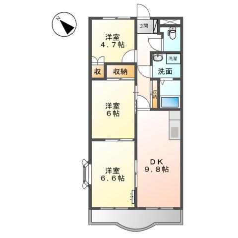 サニーパレス末友(3DK/2階)の間取り写真