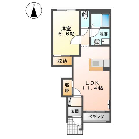 ソレアードハイムA棟(1LDK/1階)の間取り写真