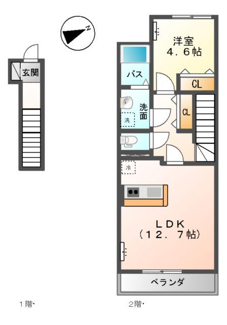 アント・クラント(1LDK/2階)の間取り写真