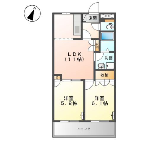 さくらガーデン(2LDK/2階)の間取り写真