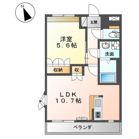 フローラルスクエア(1LDK/2階)の間取り写真