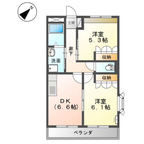KTセブンパレス(2DK/2階)の間取り写真
