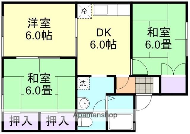ドミール山田B棟(3DK/1階)の間取り写真