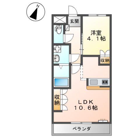 イーピースドゥプリンセス(1LDK/1階)の間取り写真
