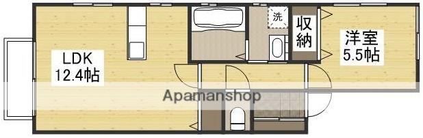 アルカンジュ四十瀬Ⅱ(1LDK/1階)の間取り写真