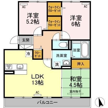 グリーンコスミオン(3LDK/2階)の間取り写真