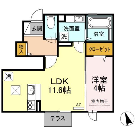 アースガーデンSOJAⅡ(1LDK/1階)の間取り写真