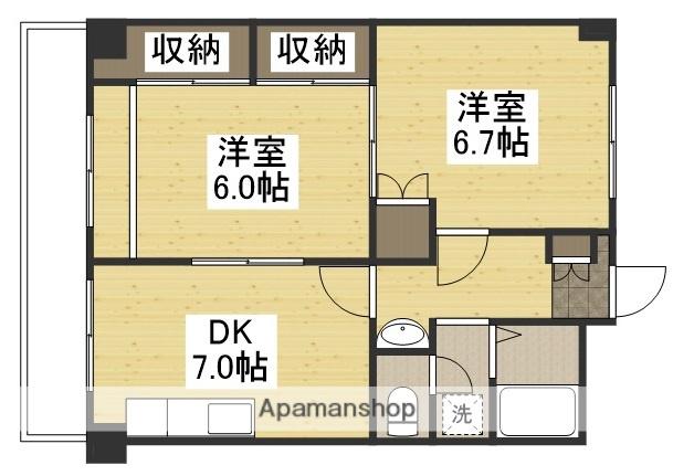 メゾンコンフォート(2DK/1階)の間取り写真
