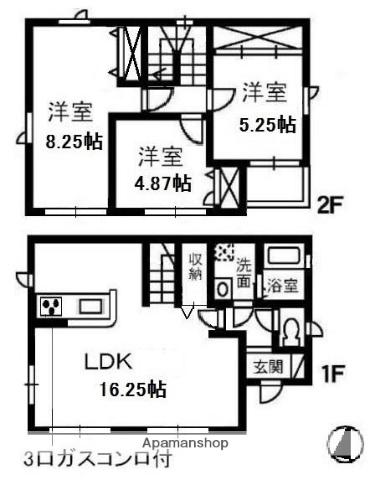 水島臨海鉄道 福井駅(岡山) 徒歩14分 2階建 築18年(3LDK)の間取り写真