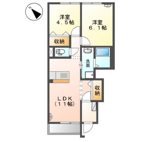 ベルジュ(2LDK/1階)の間取り写真