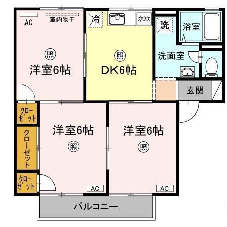 コーポジョイフル(3DK/1階)の間取り写真