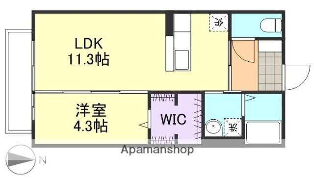 スカイシティ川入(1LDK/1階)の間取り写真