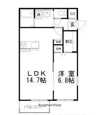 ソラーナ(1LDK/2階)の間取り写真
