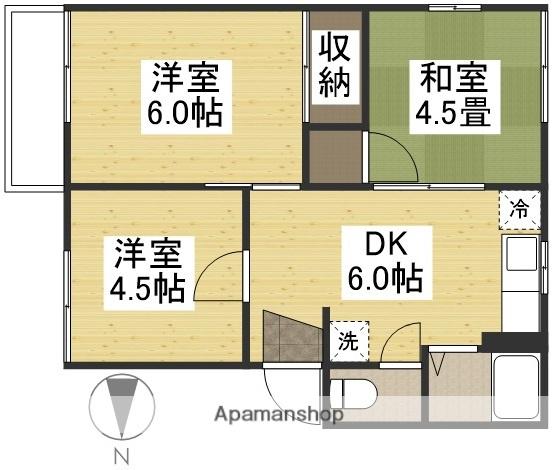 ベルメゾン平野A棟(3DK/2階)の間取り写真