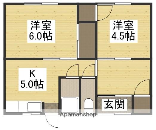 山陽本線 新倉敷駅 徒歩28分 1階建 築57年(2K)の間取り写真