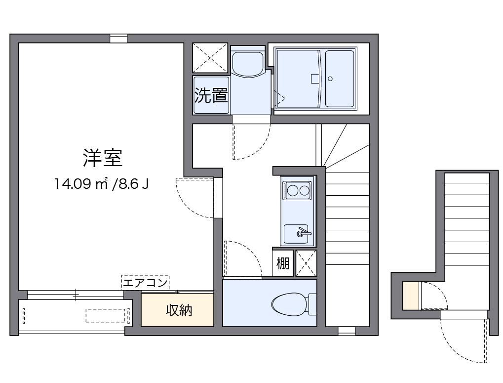 クレイノプランドール(1K/2階)の間取り写真