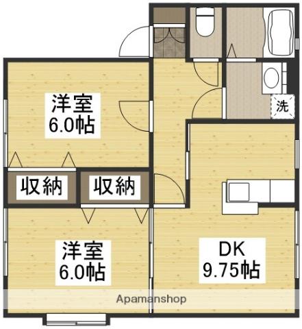 サンビレッジ早島A(2DK/1階)の間取り写真
