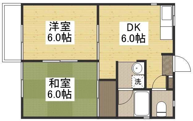 オオハシコーポ(2DK/2階)の間取り写真