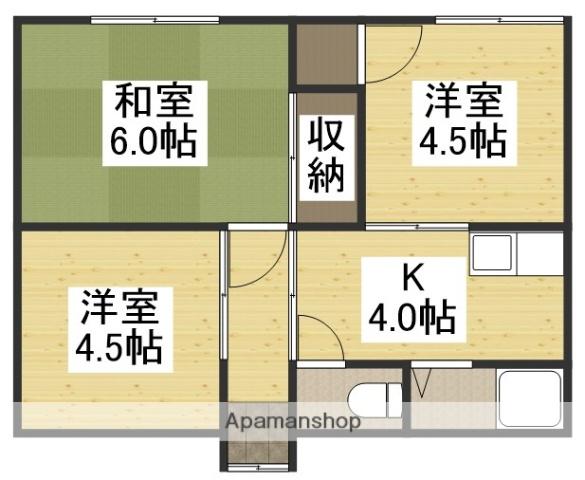 山陽本線 新倉敷駅 徒歩6分 1階建 築47年(3K)の間取り写真