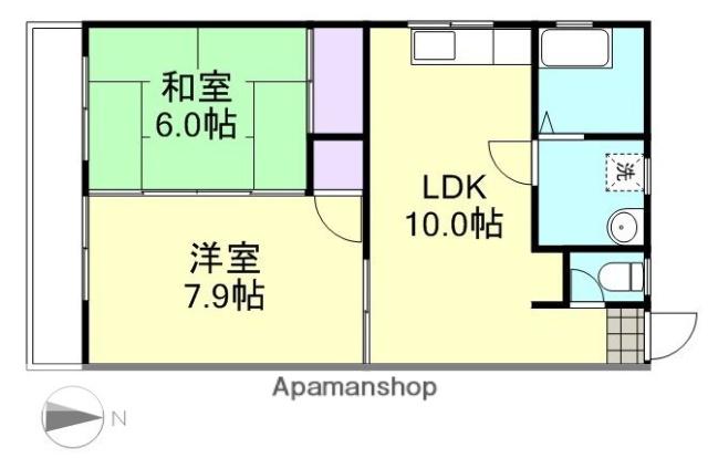 リバーサイドヤマモト(2LDK/3階)の間取り写真