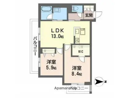 本四備讃線 茶屋町駅 徒歩12分 3階建 築1年(2LDK/3階)の間取り写真