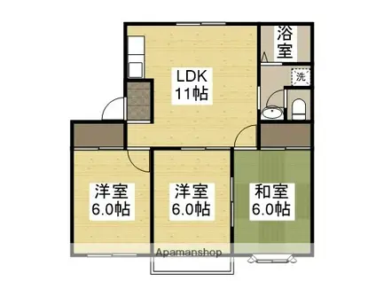 アパートメント明石 B(3LDK/2階)の間取り写真