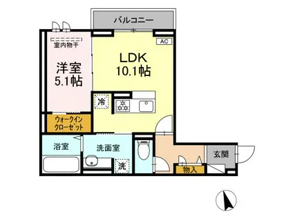 セイル倉敷(1LDK/3階)の間取り写真