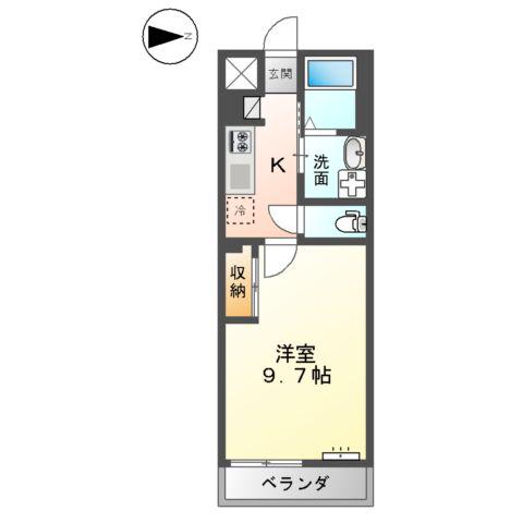 ガーデン(1K/2階)の間取り写真