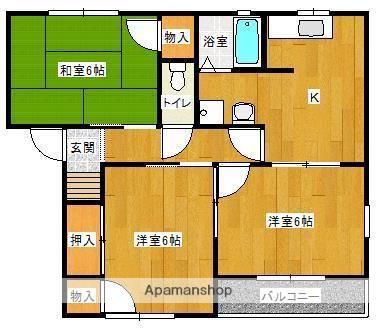 ザックスマンション C(3K/2階)の間取り写真