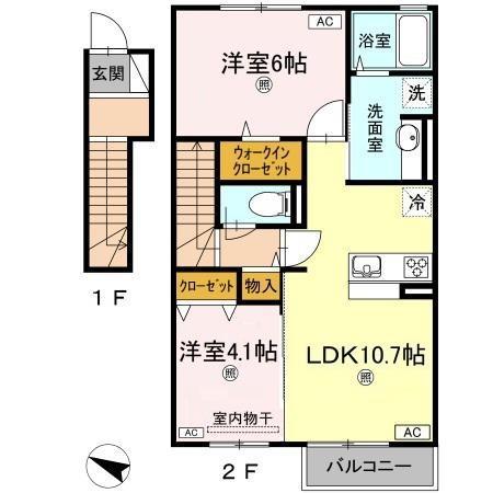 恵比寿Ⅲ(2LDK/2階)の間取り写真