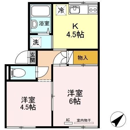 プレジール三島(2K/1階)の間取り写真