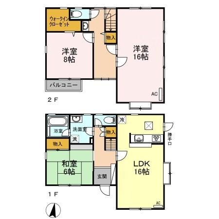 水島臨海鉄道 西富井駅 徒歩5分 2階建 築37年(3LDK)の間取り写真