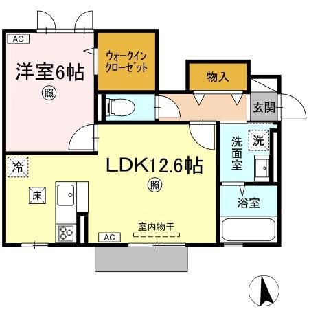 PRUNE(1LDK/1階)の間取り写真