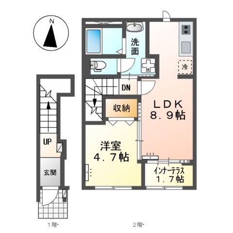 GRACE FINE (1LDK/2階)の間取り写真