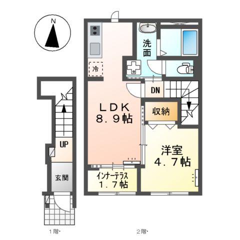 GRACE FINE (1LDK/2階)の間取り写真