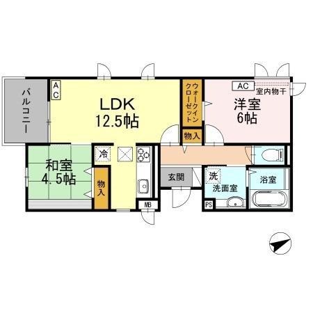 グラン シイズ(2LDK/1階)の間取り写真
