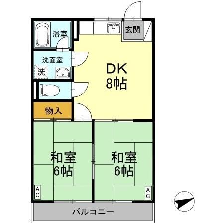 プチパール児島(2DK/2階)の間取り写真
