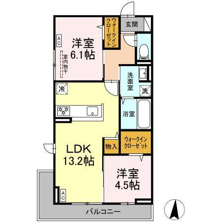 カンパニュラ(2LDK/2階)の間取り写真