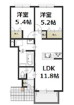 リベルテ(2LDK/1階)の間取り写真