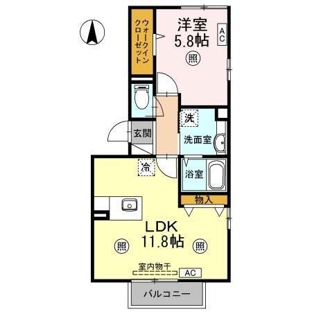 レザン倉敷(1LDK/3階)の間取り写真