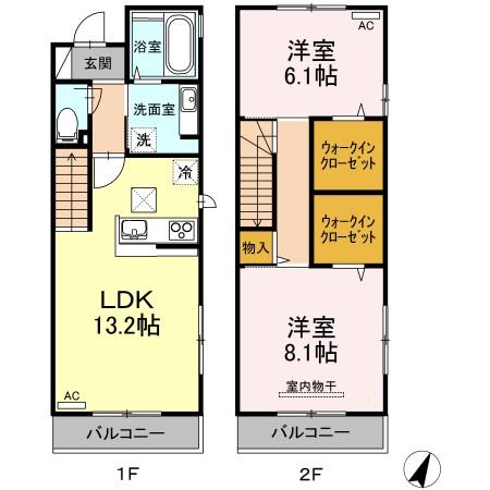 レガーロIV A棟(2LDK/1階)の間取り写真