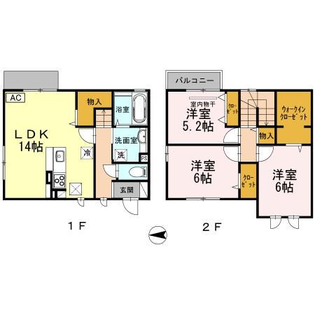 フルール浜町　Ｂ棟(3LDK)の間取り写真
