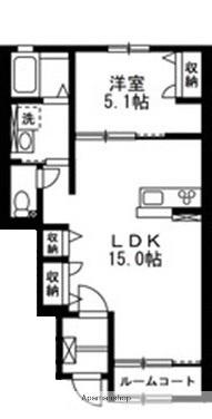 リバーテラスイヴ(1LDK/1階)の間取り写真